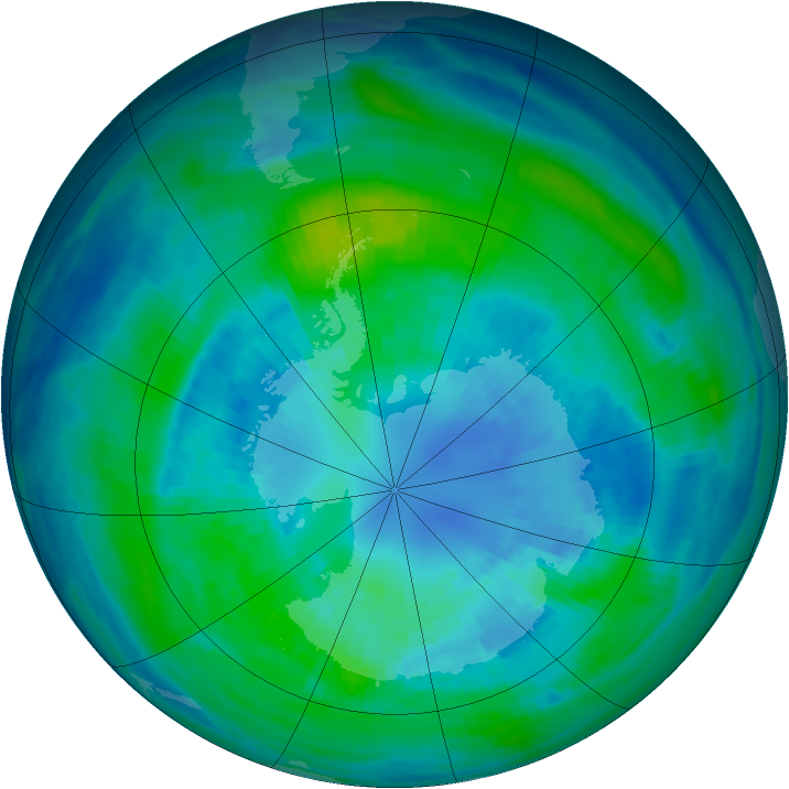 Antarctic ozone map for 04 April 1985